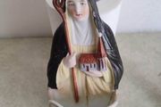 Vintage Antique Religious Mary Our Lady Of Grace Porcelain Holy Water Font Made in  Germany.