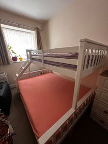 Custom Built Solid Teak Bunk Bed + Mattresses Included