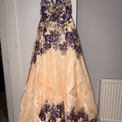 Cream purple floral dress