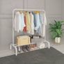 NEW SALE | Metal Clothes Rail 110 CM Clothing Rack Rail Coat Rail with Bottom Rack for Clothes, Coats, Skirts, Shirts, Sweaters, White Image 3