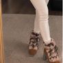Premoli Brown Suede Fur Trim Chunky Heel Ankle Boots Size 38/UK 5 Image 8