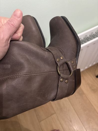 Genuine Leather Brown Biker Boots 5