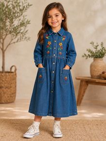 Vintage St Michael from Marks & Spencer embroidered denim dress 5yrs