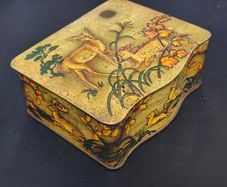 Deer Fawn Embossed Biscuit Tin Vintage Antique Collectable Retro Lidded