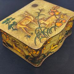 Deer Fawn Embossed Biscuit Tin Vintage Antique Collectable Retro Lidded