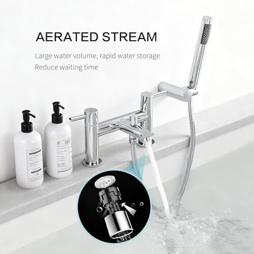 Bath Mixer Taps with Shower Attachment Bathroom Tub Filler Tap Dual Lever Mixers Mono Monobloc Two Holes Chrome Brass 2 in 1