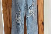 Blue ripped jeans