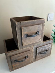 Set of 3 Vintage Shabby Chic Wooden Drawers