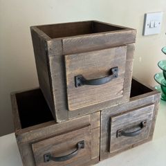3 Vintage Shabby Chic Wooden Drawers