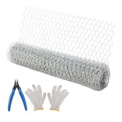 40cm x 5m Floral Chicken Wire Net Galvanized Hexagonal Wire Netting with Mini Cutting Pliers and Gloves for Crafts and Gardening