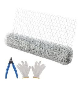 40cm x 5m Floral Chicken Wire Net Galvanized Hexagonal Wire Netting with Mini Cutting Pliers and Gloves for Crafts and Gardening
