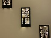 Black 3 Pcs Set Led Wooden Light Table Home Gift Hallway Night Lamp Set Wall Ornament Natural Tree Cat Bird Decoration
