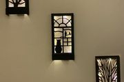 Black 3 Pcs Set Led Wooden Light Table Home Gift Hallway Night Lamp Set Wall Ornament Natural Tree Cat Bird Decoration