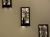 main image for ad Black 3 Pcs Set Led Wooden Light Table Home Gift Hallway Night Lamp Set Wall Ornament Natural Tree Cat Bird Decoration
