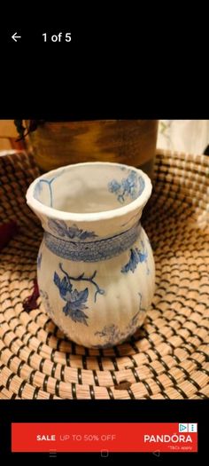 Antique blue and white Ridgeway Bordaux, Stoke on Trent pottery Vase..