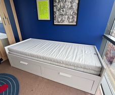 IKEA Brimnes single to double pull out bed with two mattresses