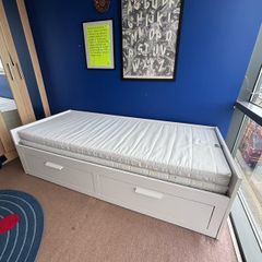 IKEA Brimnes single to double pull out bed with two mattresses