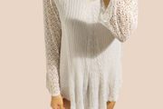 White Crochet Mini Beach Dress Size L Boho Style