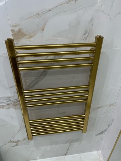 EX Display Brass 800x500 Towel Warmer and Angled Brass Valves