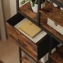 Freestanding Storage Shelf 2 Fabric Drawers & 9 Open Compartments, Steel Frame, Rustic Brown/Black Image 3