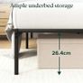 Modern Double Metal Bed Frame with Headboard (135 x 190 cm) Steel Slat Support, Easy Assembly Black Image 3