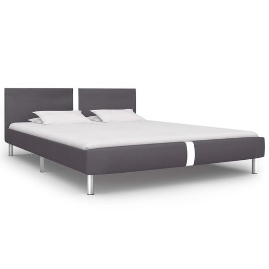 Bed Frame Grey Faux Leather 150x200 cm