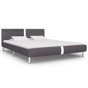 Bed Frame Grey Faux Leather 150x200 cm