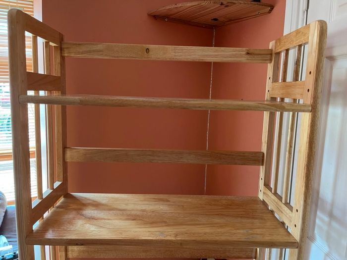 wooden shelves