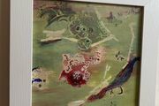 mid century abstract mixed media  collage on board framed and glazed unsigned