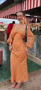 Never fully dressed orange midi dress