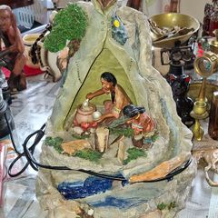 A Very Large Water Fountain Native American Teepee Camp scene Figures cooking over a Fire. Postage Available or Collection