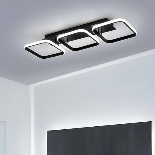 Ceiling Light 3 Rectangles LED Latest Personality Simple White Black Aisle Light for Hallway Entrance Office Bedroom Kitchen Living Room 33W