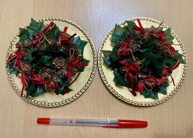 2 set of Table center pieces with candle holder for Christmas