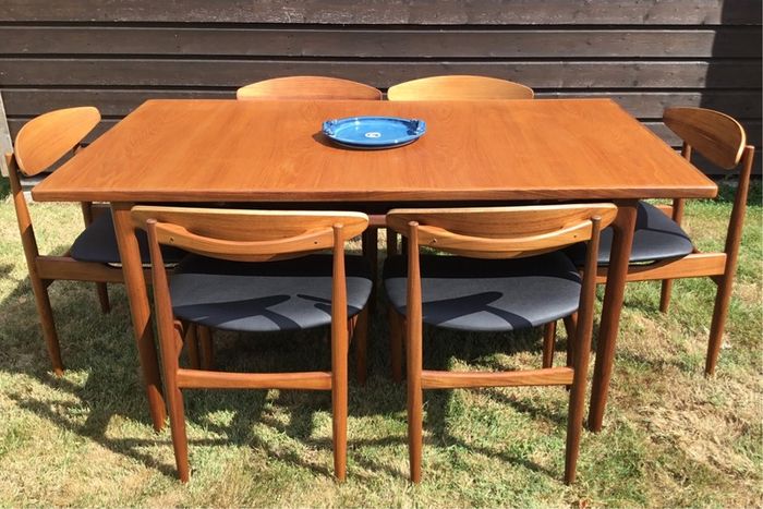 Mid Century Vintage Ib Kofod Larsen Signature Danish Range Dining Set