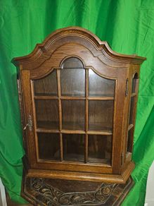 Vintage Wooden Display wall cabinet with key