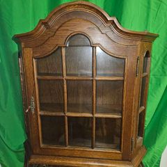 Vintage Wooden Display wall cabinet with key