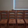 4 Antiqued rush seat French SOLID OAK kitchen chairs Image 3