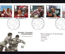 1995 Great Britain Rugby League Centenary  Commemorative Stamps Addressed First Day Cover (FDC)