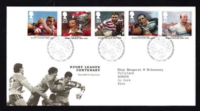 1995 Great Britain Rugby League Centenary  Commemorative Stamps Addressed First Day Cover (FDC)