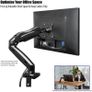 PC Monitor Arm, Ergonomic Height Assisted Gas Powered Full Motion Single Arm Desktop Clamp Mount for 17-27inch Screens Adjustable Tilt Swivel VESA 75mm and 100mm Weight 2kg to 6.5kg Image 9