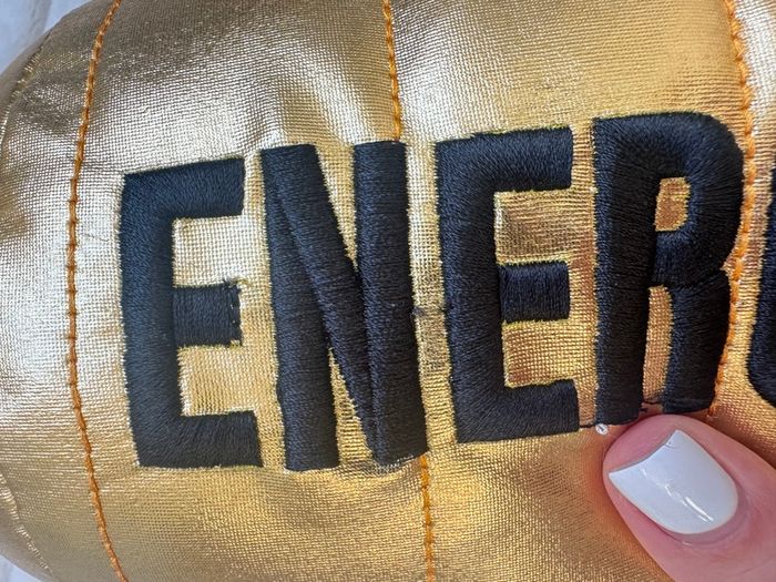 Gold Energy Drink Metallic Plush approx. 30 cm. Used Please see photos