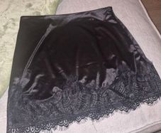 satin skirt with lace trim