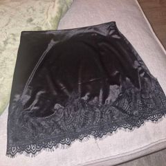 satin skirt with lace trim