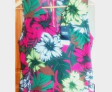 Lovely top Brand new exotic flower print blouse summer multi colour vest Size 10