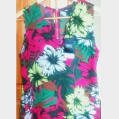 Lovely top Brand new exotic flower print blouse summer multi colour vest Size 10