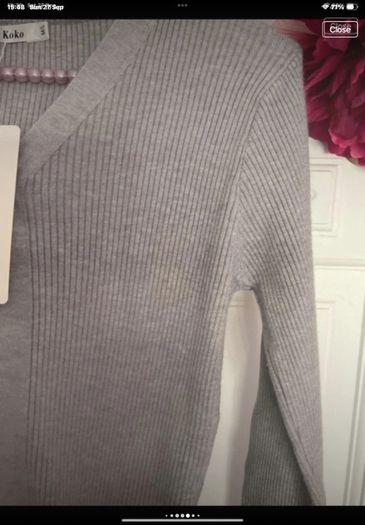 jumper Bnwt grey vneck long sleeve grey drawstring detail jumper m/l