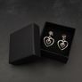 925 Sterling Silver & Garnet Textured Heart Stud Earrings Image 3