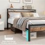 King Size Bed Frame with Storage Wooden Headboard Image 5