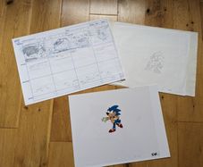 Sonic The Hedgehog Animation Cel, Concept Drawing and Story Board