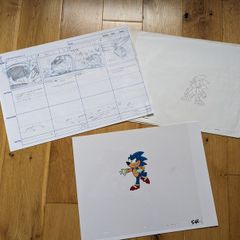 Sonic The Hedgehog Animation Cel, Concept Drawing and Story Board